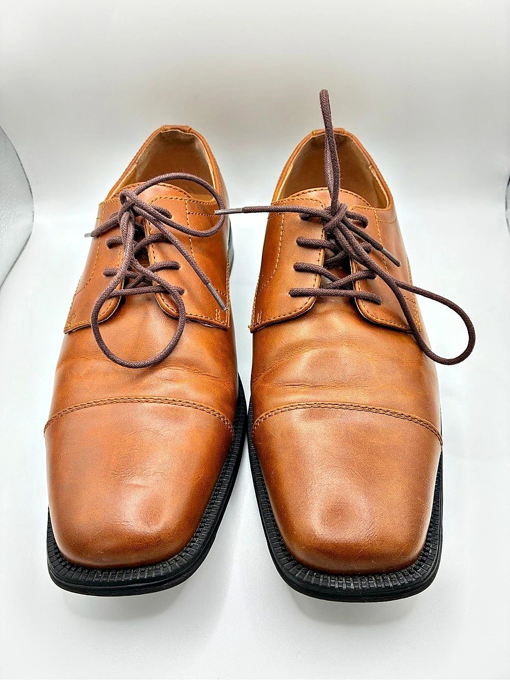 Alfani Adam Men's Leather Cap Toe Lace-Up Oxford Dress Shoes 9M Brown